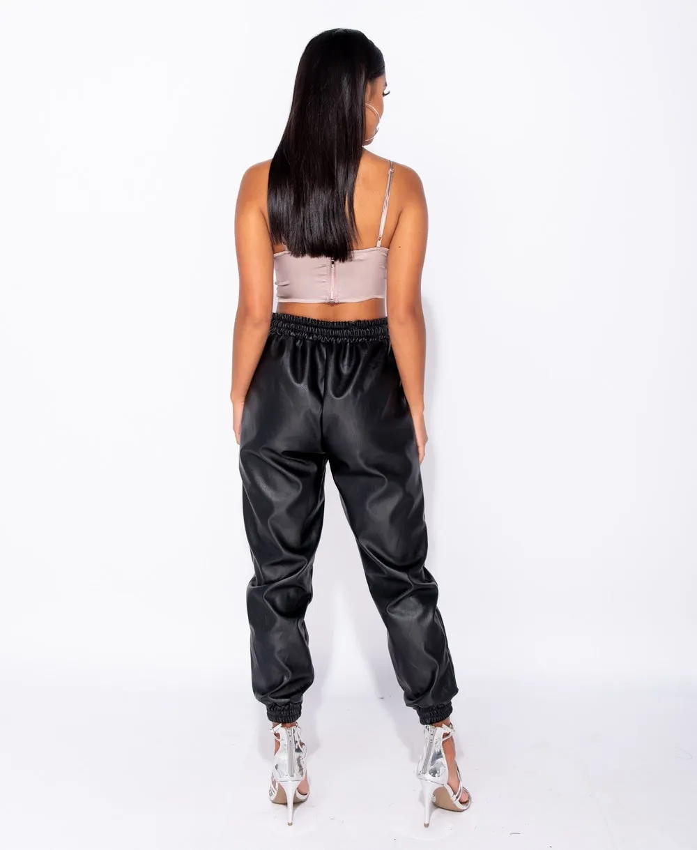 PU Elasticated Waistband & Hem Jogging Trouser