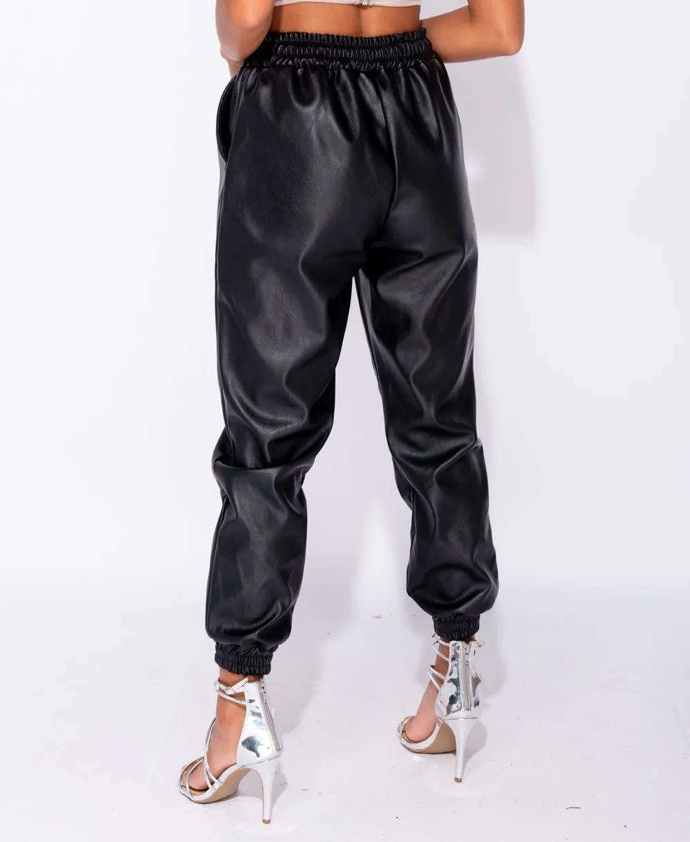 PU Elasticated Waistband & Hem Jogging Trouser
