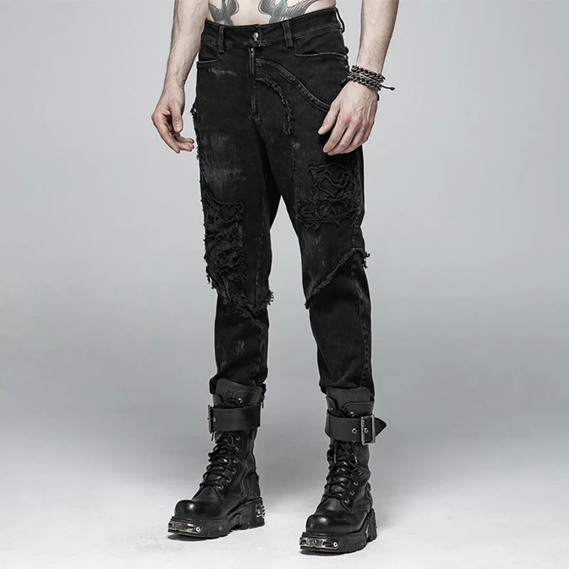 Punk Broken Hole Net Trousers