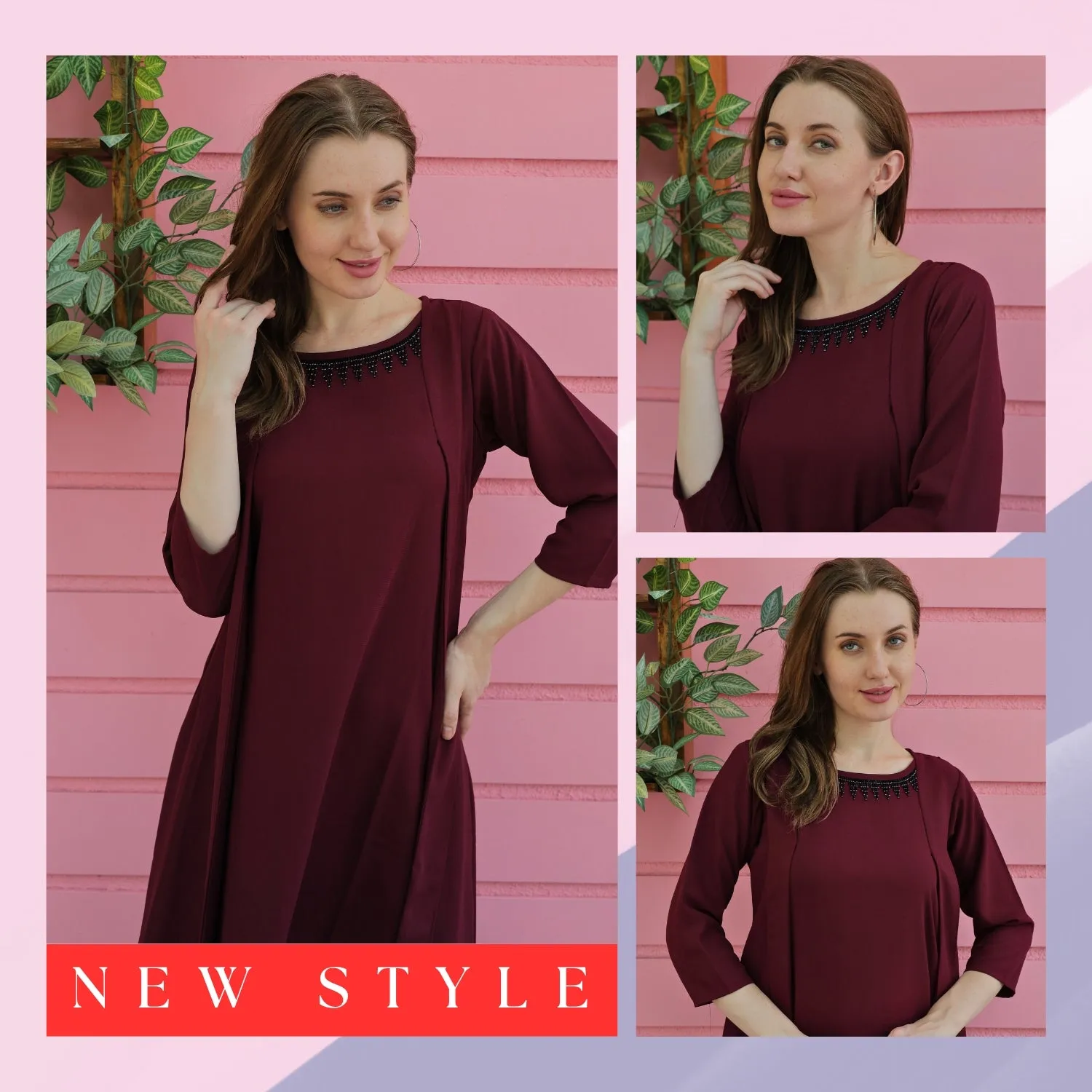 Round Neck Cotton Linen Summer Dress for Women