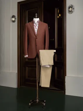 Rust Blazer & Classic Beige Trousers