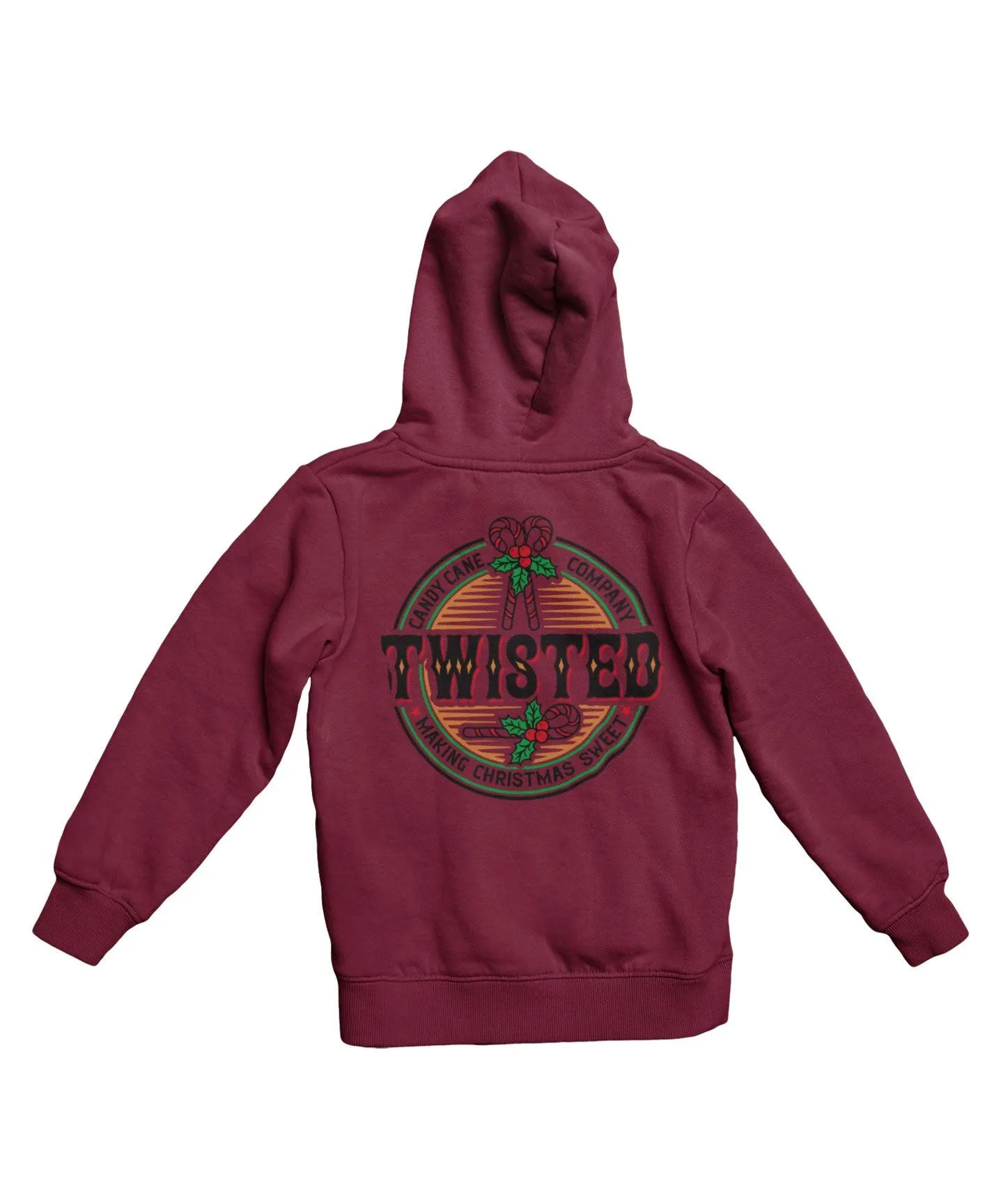 Twisted Candy Cane Colour Back Printed Christmas Hoodie