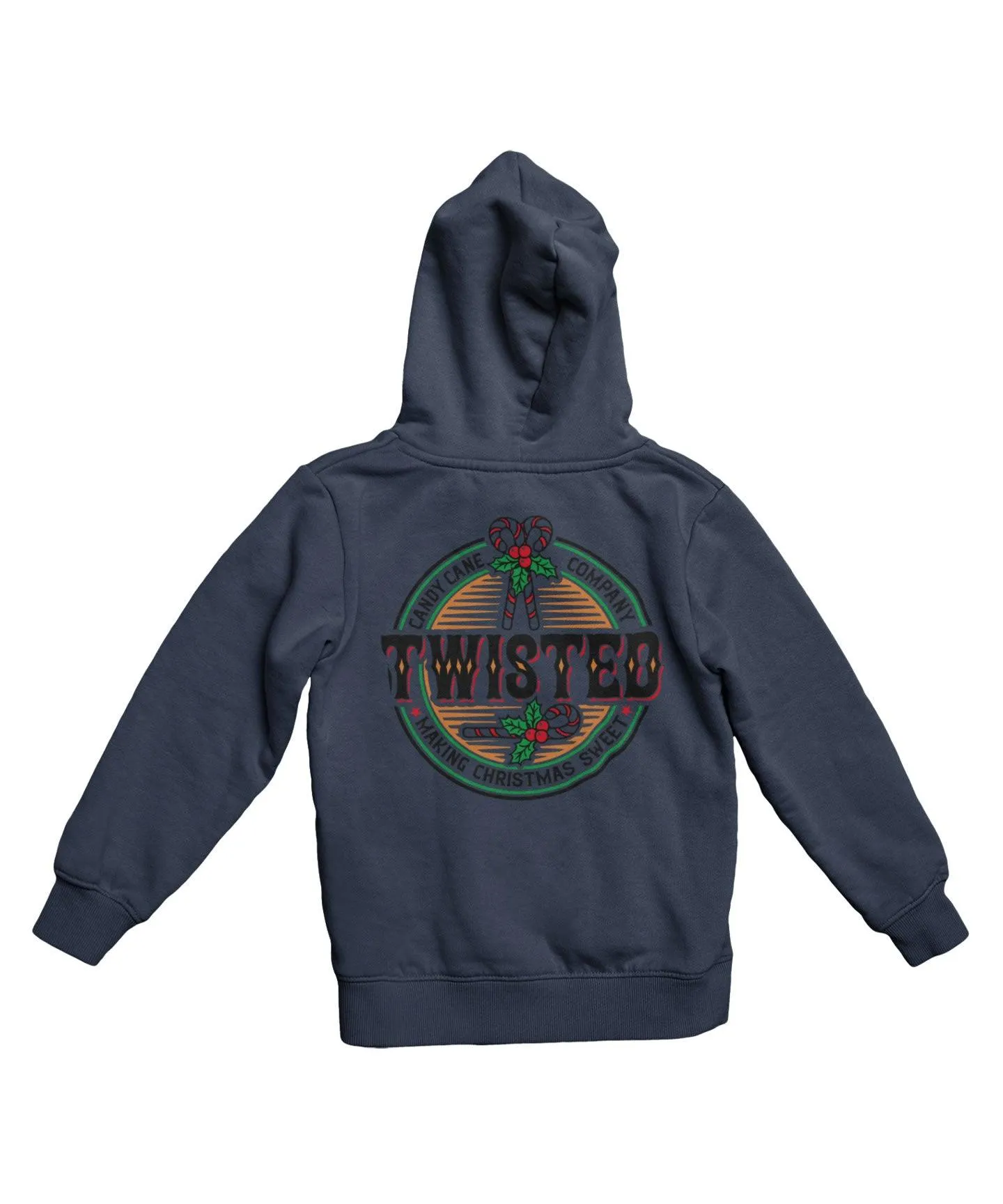 Twisted Candy Cane Colour Back Printed Christmas Hoodie