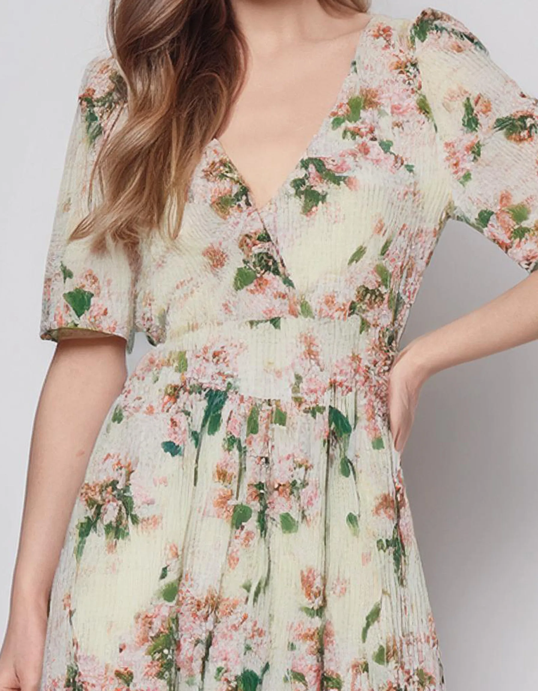 White Floral Swing Midi Dress
