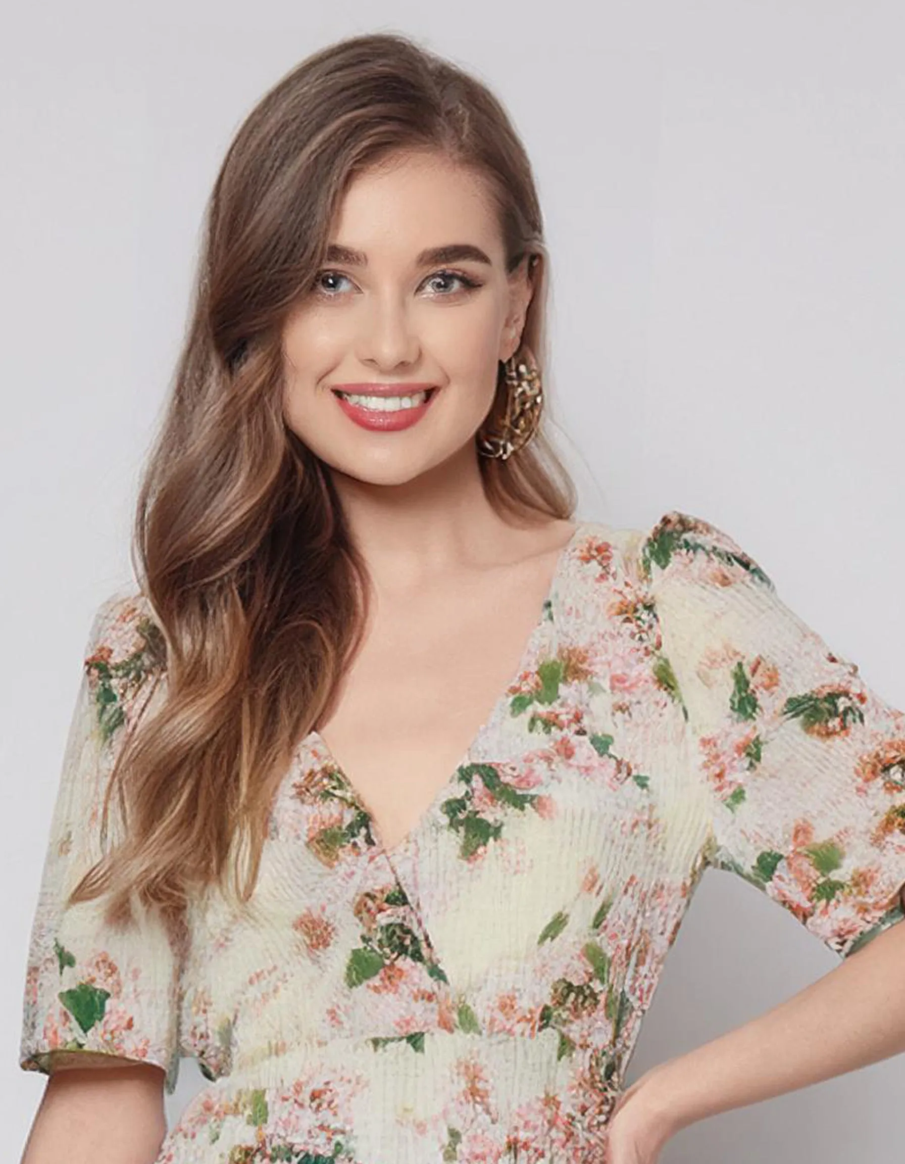 White Floral Swing Midi Dress