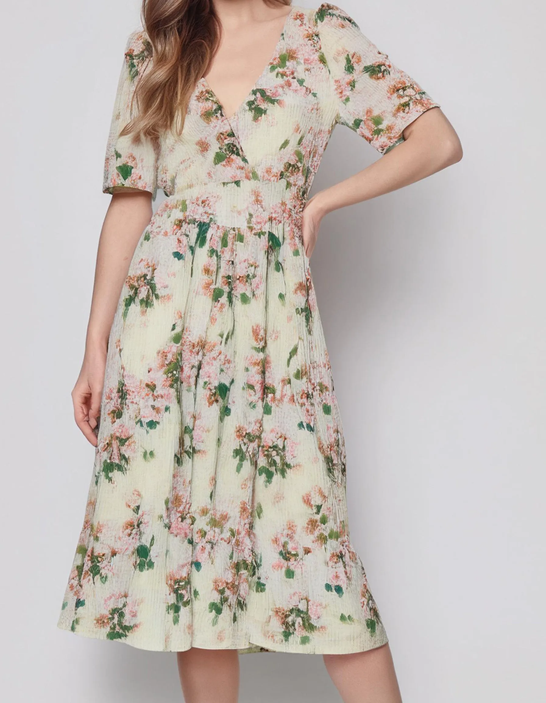White Floral Swing Midi Dress