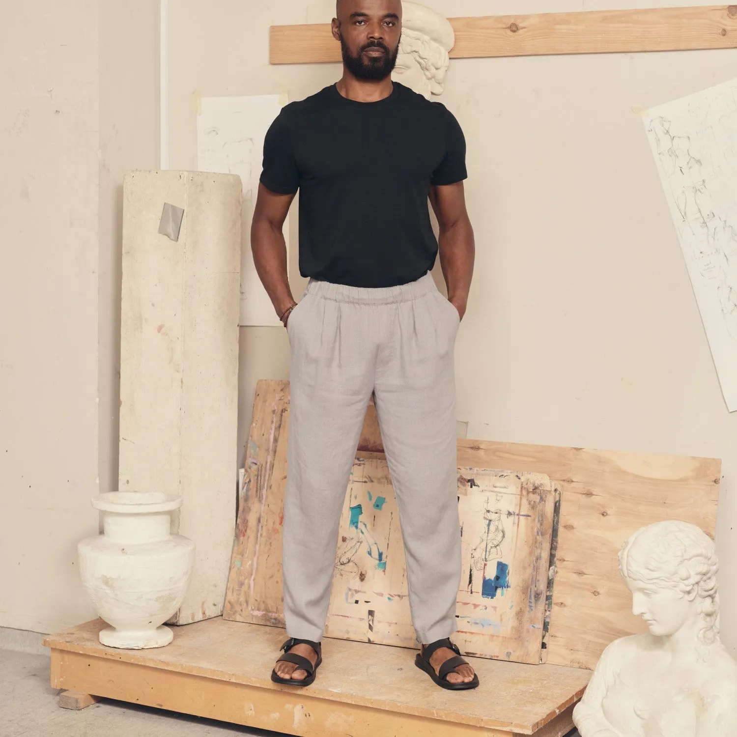 Wind Grey Linen Acorn Trousers
