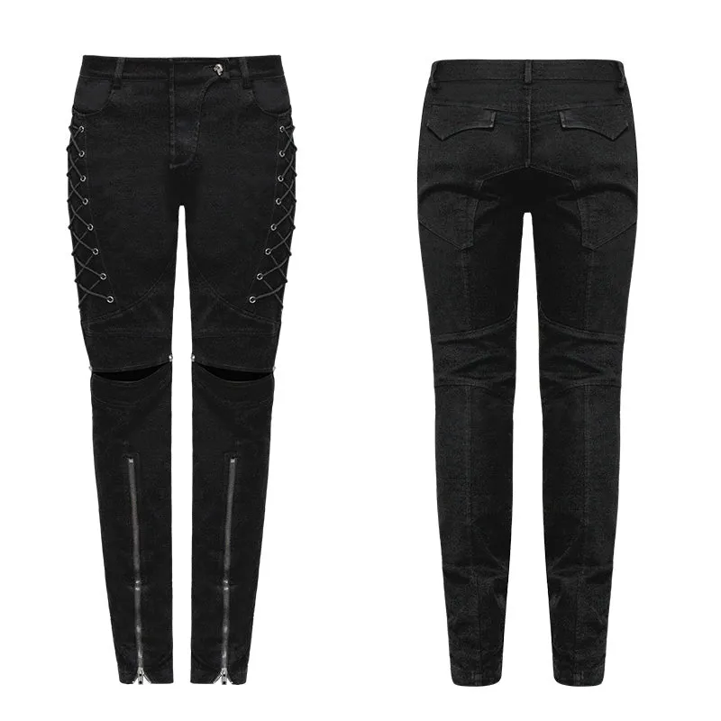 WK-315 Cowboy Elastic Denim Trousers Punk Jeans With Hollow-out Design