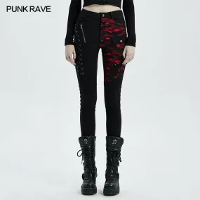 WK-462DQF Punk blood dark denim women trousers
