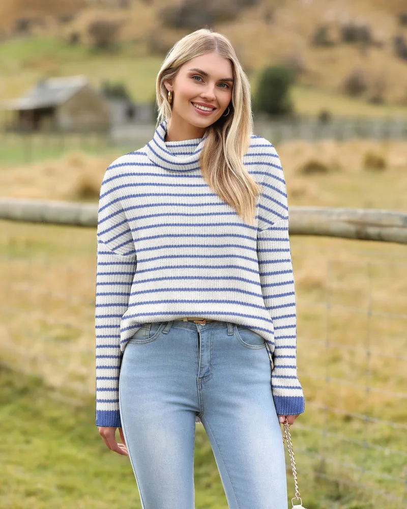 Zeagoo Womens Turtleneck Sweaters Color Block Cozy Knit Pullover